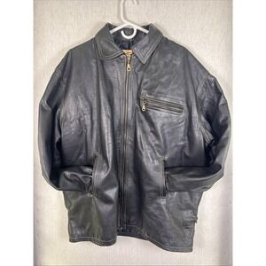 Vintage Gazzaz Genuine Leather Men's XL Biker Motorcycle Heavy Jacket Distressed